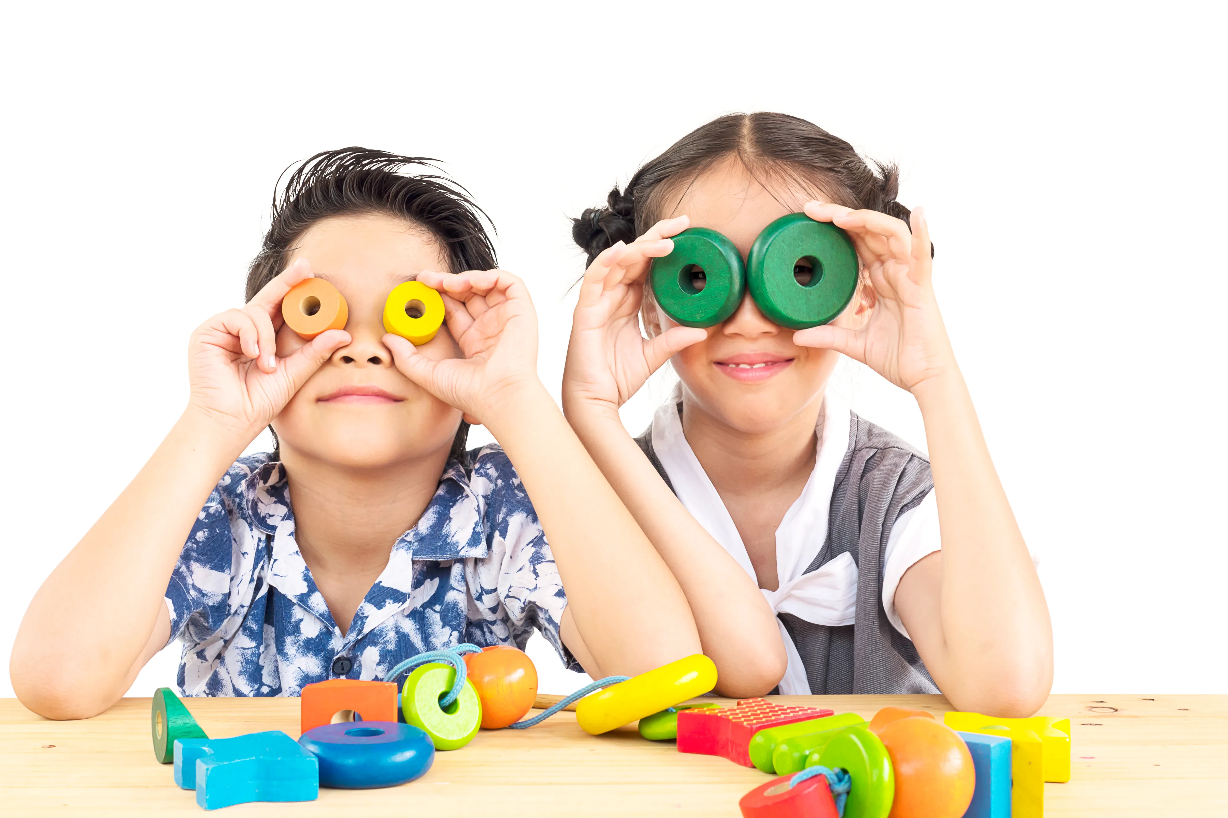 Kids playing with snacks